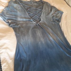 American Eagle Soft and Sexy Blue Lace-up T